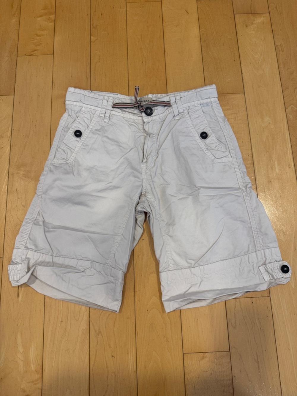 Burberry Kids Cream Boys Cargo Shorts with Button Details